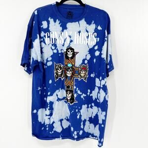 Guns N Roses Unisex Blue Tie Dye Appetite For Destruction T Shirt Tee Top Sz XL